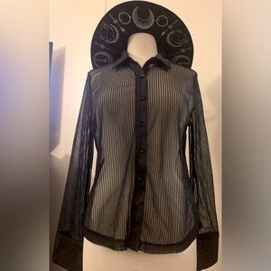 Sheer Long Sleeve Button Up